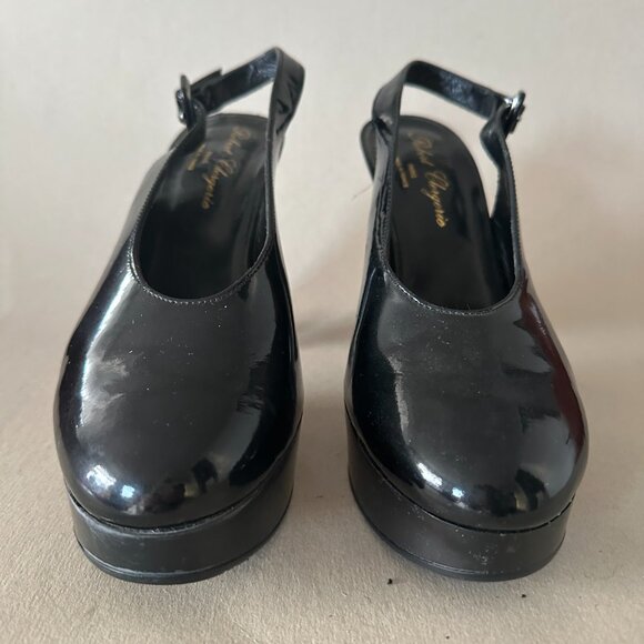 🖤👠 Vintage Vibe: Robert Clergerie 90s/Y2K Black Patent Platform Slingbacks - Picture 2 of 5